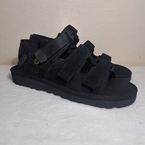 UGG Goldencoast Multistrap Black Mens Suede Sandals 1153095 Size 11 NEW